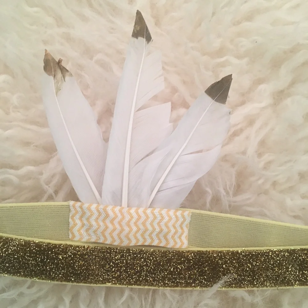 Bon Bon Head band in feather and gold
